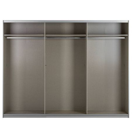 Armoire 271 cm DRAKAR avec 2 portes coulissantes en décor blanc mat et chêne Artisan