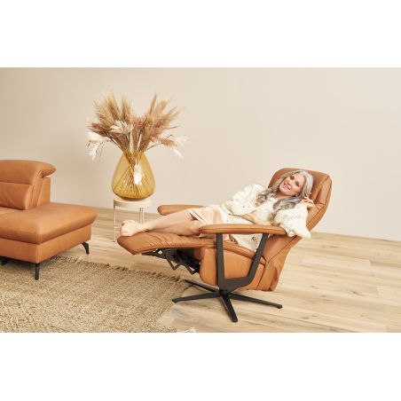 Fauteuil relax releveur 1 moteur EASYSWING 7357 en cuir 22 Bright de la marque HIMOLLA
