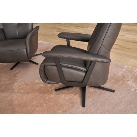 Fauteuil relax manuel EASYSWING 7357 en cuir 35 Onyx de la marque HIMOLLA