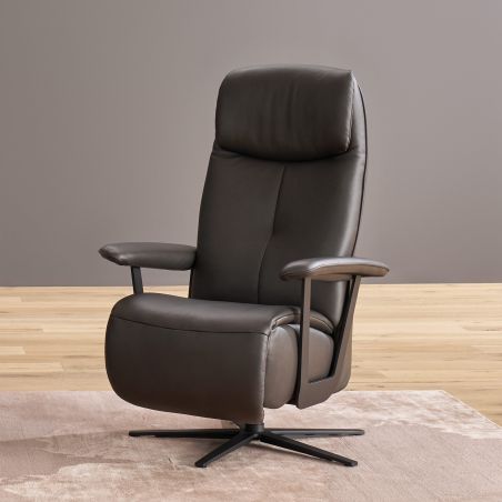 Fauteuil relax électrique releveur 1 moteur EASYSWING 7357 en cuir 35 Onyx de la marque HIMOLLA