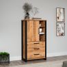 Buffet haut MABEL avec 1 porte pleine, 3 tiroirs et 3 niches