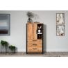 Buffet haut MABEL avec 1 porte pleine, 3 tiroirs et 3 niches