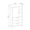 Buffet haut MABEL avec 1 porte pleine, 3 tiroirs et 3 niches