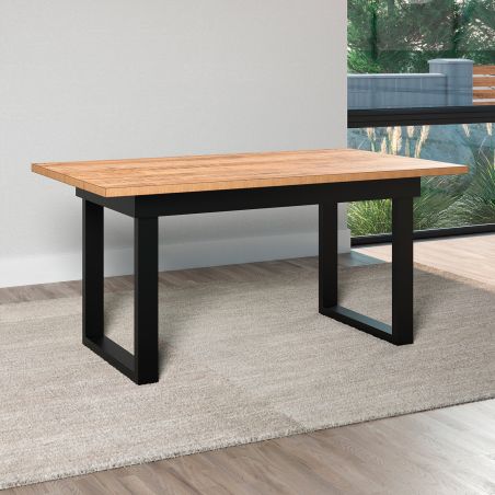 Table 160 cm MABEL en décor bois de manguier