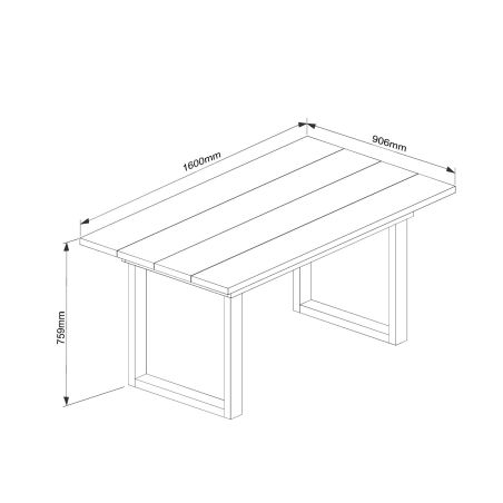 Table 160 cm MABEL en décor bois de manguier