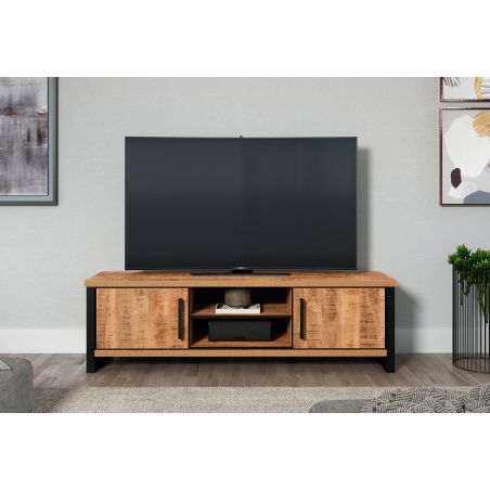 Meuble TV 166 cm MABEL avec 2 portes et 2 niches