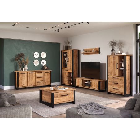 Meuble TV 166 cm MABEL avec 2 portes et 2 niches