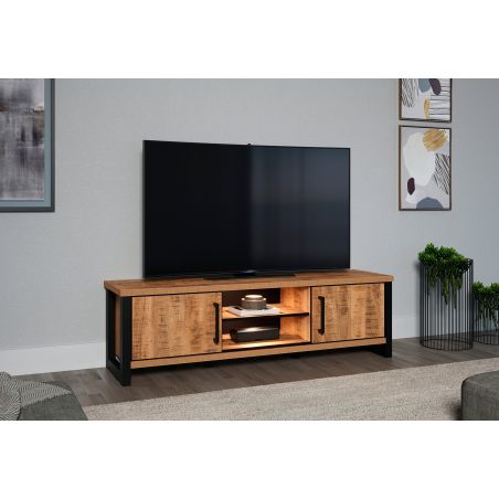 Meuble TV 166 cm MABEL avec 2 portes et 2 niches