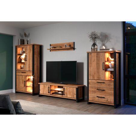 Meuble TV 166 cm MABEL avec 2 portes et 2 niches