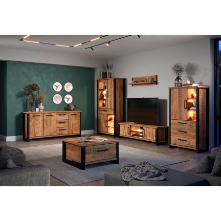 Meuble TV 166 cm MABEL avec 2 portes et 2 niches