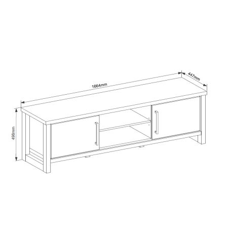 Meuble TV 166 cm MABEL avec 2 portes et 2 niches