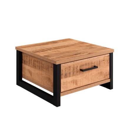 Table basse carrée 80 cm MABEL avec 2 tiroirs
