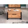 Table basse carrée 80 cm MABEL avec 2 tiroirs
