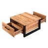 Table basse carrée 80 cm MABEL avec 2 tiroirs