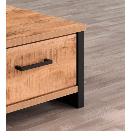 Table basse carrée 80 cm MABEL avec 2 tiroirs
