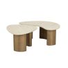 Set de 2 tables basses ARMAND en céramique finition travertin 1