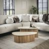 Set de 2 tables basses ARMAND en céramique finition travertin - forme triangulaire