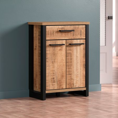 Armoire à chaussures MABEL avec 2 portes et 1 tiroir