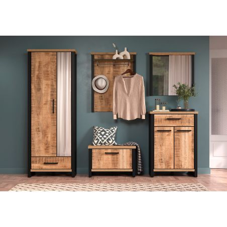 Armoire à chaussures MABEL avec 2 portes et 1 tiroir