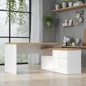 Bureau d'angle AURELIA en blanc brillant et décor chêne cadiz