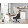 Bureau droit 160 cm AURELIA avec 3 tiroirs en blanc brillant et décor chêne cadiz