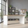 Bureau droit 138 cm AURELIA en blanc brillant et décor chêne cadiz