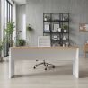 Bureau droit 160 cm AURELIA en blanc brillant et décor chêne cadiz