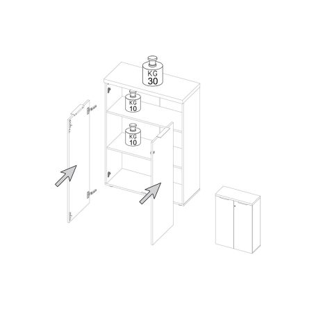 Armoire de bureau 2 portes AURELIA hauteur 115 cm