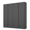 Armoire 4 portes 181 cm OBERON en décor gris métal avec accessoires intérieurs inclus