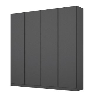 Armoire 4 portes 181 cm OBERON en décor gris métal avec accessoires intérieurs inclus