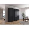 Armoire 5 portes 226 cm OBERON en décor gris métal avec accessoires intérieurs inclus