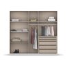 Armoire 5 portes 226 cm OBERON en décor gris métal avec accessoires intérieurs inclus