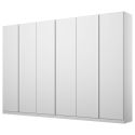Armoire 6 portes 271 cm OBERON en décor blanc mat avec accessoires intérieurs inclus