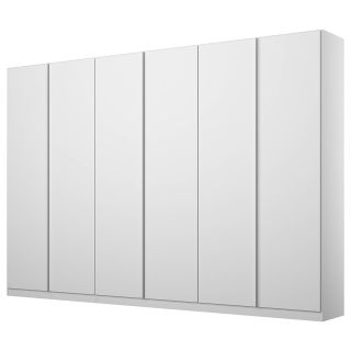 Armoire 6 portes 271 cm OBERON en décor blanc mat avec accessoires intérieurs inclus