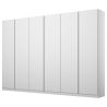 Armoire 6 portes 271 cm OBERON en décor blanc mat avec accessoires intérieurs inclus