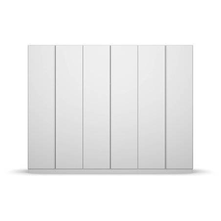 Armoire 6 portes 271 cm OBERON en décor blanc mat avec accessoires intérieurs inclus
