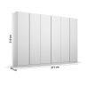 Armoire 6 portes 271 cm OBERON en décor blanc mat avec accessoires intérieurs inclus