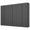 Armoire 6 portes 271 cm OBERON en décor gris métal avec accessoires intérieurs inclus