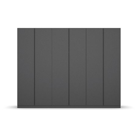 Armoire 6 portes 271 cm OBERON en décor gris métal avec accessoires intérieurs inclus