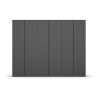 Armoire 6 portes 271 cm OBERON en décor gris métal avec accessoires intérieurs inclus