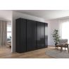 Armoire 6 portes 271 cm OBERON en décor gris métal avec accessoires intérieurs inclus