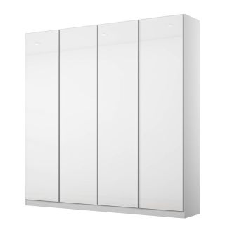4 portes 181 cm OBERON en décor verre blanc brillant avec accessoires intérieurs inclus