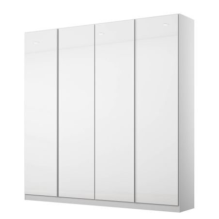 4 portes 181 cm OBERON en décor verre blanc brillant avec accessoires intérieurs inclus