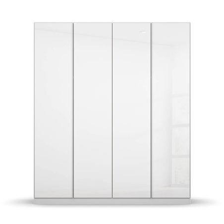 4 portes 181 cm OBERON en décor verre blanc brillant avec accessoires intérieurs inclus