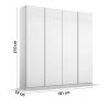 4 portes 181 cm OBERON en décor verre blanc brillant avec accessoires intérieurs inclus