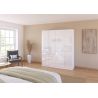 4 portes 181 cm OBERON en décor verre blanc brillant avec accessoires intérieurs inclus
