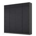 Armoire 4 portes 181 cm OBERON en décor verre brillant basalte avec accessoires intérieurs inclus