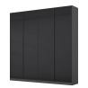 Armoire 4 portes 181 cm OBERON en décor verre brillant basalte avec accessoires intérieurs inclus