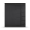 Armoire 4 portes 181 cm OBERON en décor verre brillant basalte avec accessoires intérieurs inclus