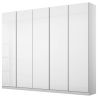 Armoire 5 portes 226 cm OBERON en décor verre brillant blanc avec accessoires intérieurs inclus